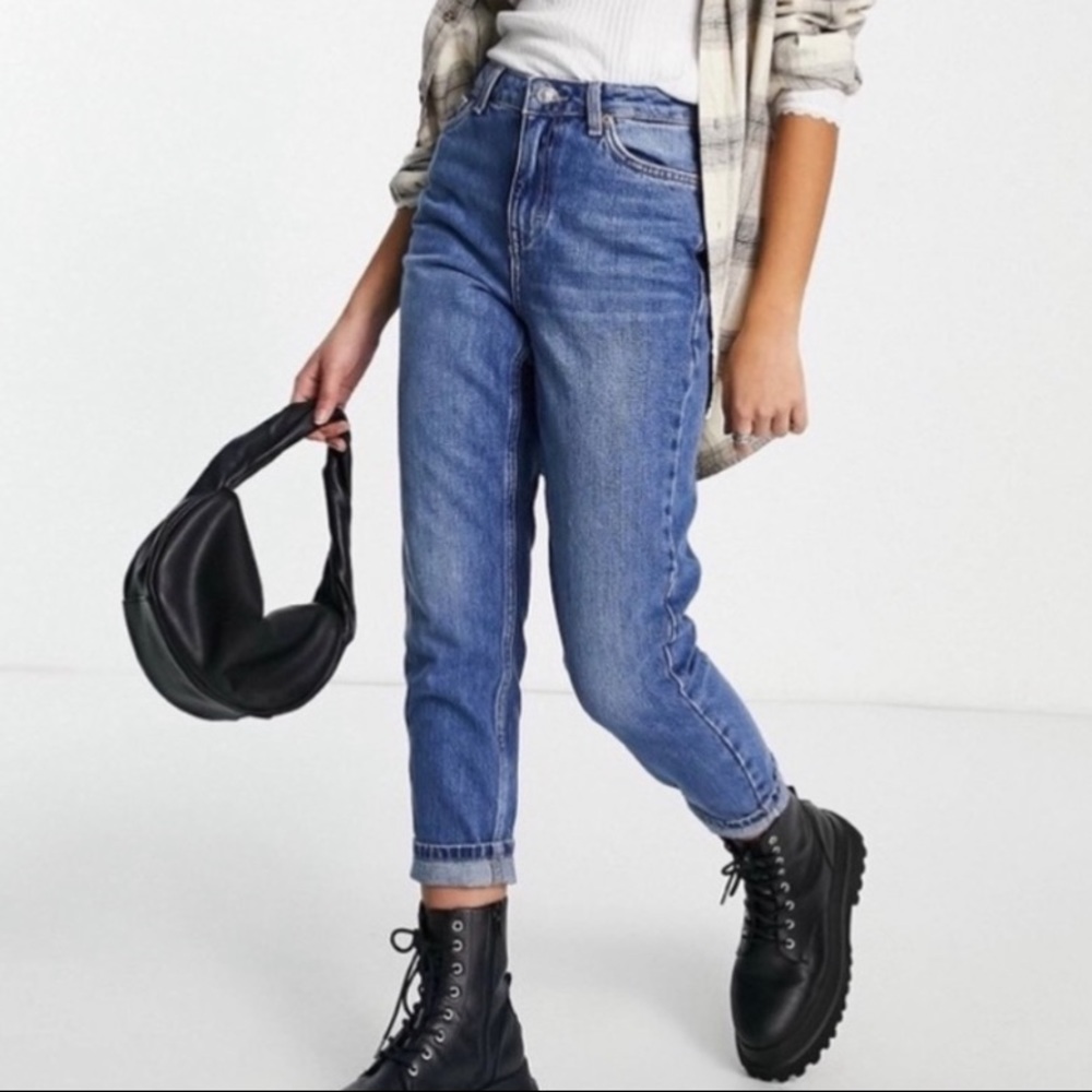 TOPSHOP High Waisted Tapered Leg  
Petite Mom Retro Jeans Size 6 28 NWT